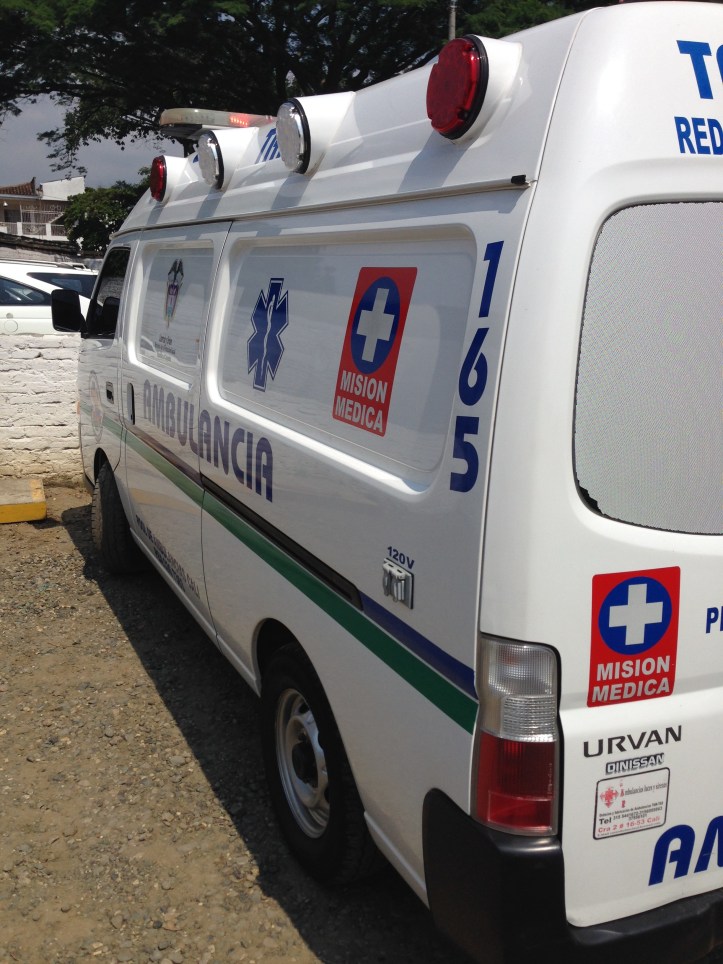 An ambulance at the Colombian hospital. Photo by Michael Menconi.